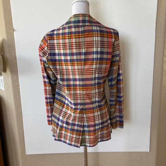 VTG Windsor Sport Womens Blazer Jacket Madras Plaid Preppy Multicolored Bust 38 - Picture 3 of 8